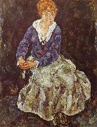 Egon Schiele Portrait of Edith Schiele Seated oil on canvas